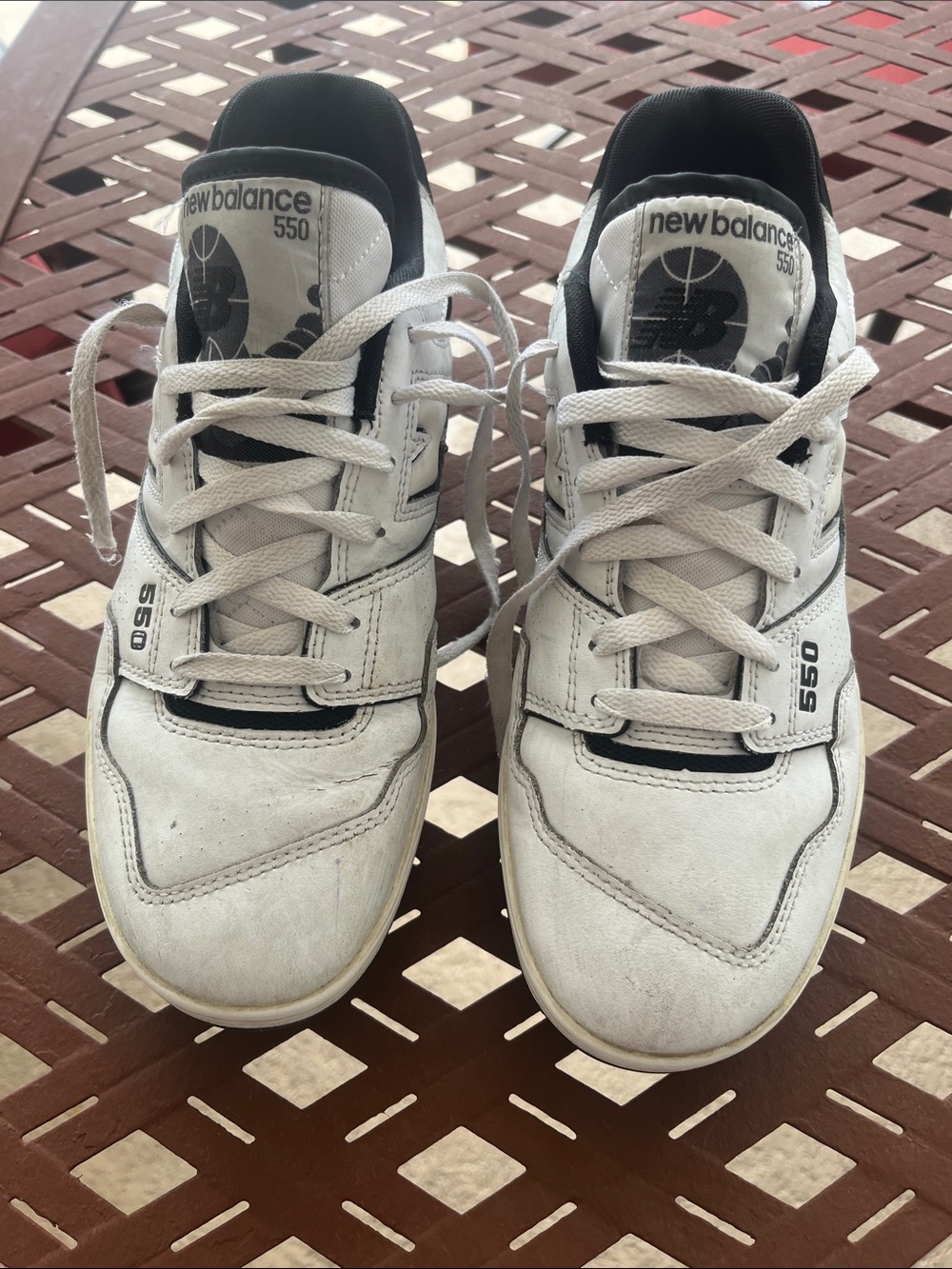 New Balance 550 White with Black Accents Retro Sneakers